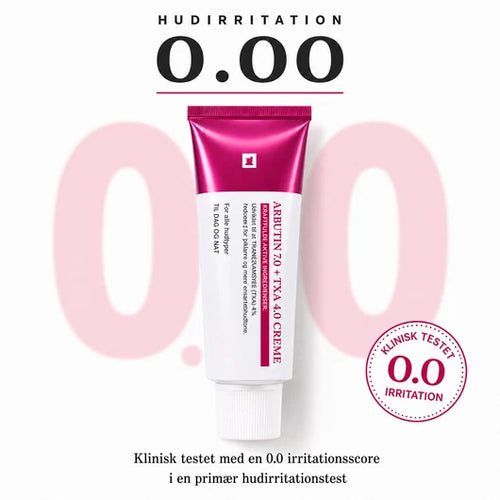 De fleste cremer bruger 2% Arbutin. Vi bruger 7.
