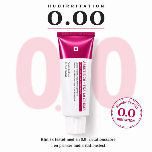 De fleste cremer bruger 2% Arbutin. Vi bruger 7.