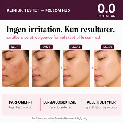 De fleste cremer bruger 2% Arbutin. Vi bruger 7.